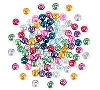 PandaHall - Lot de 200 Pcs Perles de Verre Perles Rondes 6mm Perle Nacre pour la Fabrication de Bijoux, Trou: 0.5mm multicouleur-6
