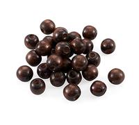 PandaHall Lot de 200 perles rondes en bois marron noix de coco avec grand trou de 12 mm pour bricolage, bracelet, bijoux, artisanat, décoration d'intérieur, trou : 4 mm