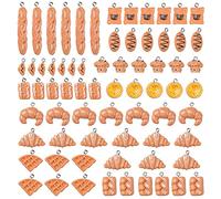PandaHall Lot de 22 breloques alimentaires en résine pour gâteau, gaufré, pain, toast, œuf, tarte, pain, faux slime alimentaire pour bricolage, collier, boucles d'oreilles, porte-clés, scrapbooking