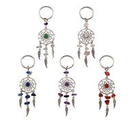 PandaHall Lot de 30 porte-clés attrape-rêves avec perles et plumes naturelles pour fabrication de bijoux, couleurs aléatoires