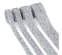 Pandahall Lot de 4 rouleaux de 4 rouleaux de 4 tailles de 4,6 m de ruban transparent à strass AB pour décoration de gâteaux de mariage, d'anniversaire, cadeaux, bijoux, loisirs créatifs