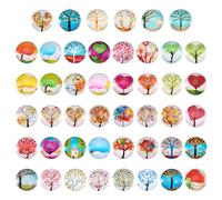 Pandahall Lot de 50 cabochons en verre demi-ronds à dos plat imprimé arbre de vie 25 mm pour fabrication de bijoux de Noël