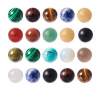 PandaHall Lot de 50 perles rondes en pierre naturelle et synthétique de 9 à 11 mm sans trou pour la fabrication de bijoux, les loisirs créatifs, couleurs aléatoires