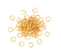 PandaHall Lot de 500 anneaux ouverts en acier inoxydable 304 de 3 mm - Fermés mais non soudés - En métal plaqué or 18 carats - Pour la réparation de bijoux