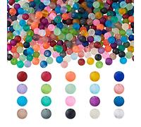 Pandahall Lot de 500 perles rondes en verre dépoli transparent de 10 mm pour la fabrication de bijoux, bracelets, colliers, accessoires d'artisanat