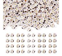 PandaHall Lot de 500 perles voyelles carrées en forme de lettres de l'alphabet A/E/I/O/U pour fabrication de bijoux - 6 mm