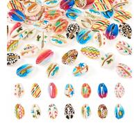 PandaHall Lot de 56 perles en coquillage de cauris non percées sans trou pour la fabrication de bijoux en été, océan, loisirs créatifs