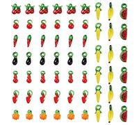 PandaHall Lot de 60 perles en verre soufflé cerise, fraise, pastèque, banane, maïs, cacahuète - breloques en vrac pour bijoux