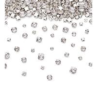PandaHall Lot de 780 strass ronds plats à coudre en cristal avec sertissage en platine pour robes, vêtements, chaussures, sacs (différentes tailles)