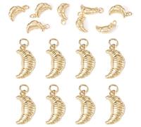 Pandahall Lot de 8 breloques croissant en laiton plaqué or 18 carats 3D pour loisirs créatifs, colliers, boucles d'oreilles, porte-clés, fabrication de bijoux