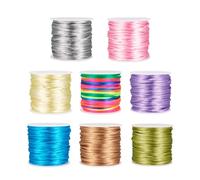 PandaHall Lot de 8 rouleaux de fil en nylon satiné tressé, pour perlage, nœuds chinois, macramé pour loisirs créatifs, bracelets d'amitié, fabrication de bijoux - 2 mm