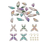 pandahall Pendentifs en résine transparente en forme d'aile de papillon avec crochets de boucles d'oreilles en laiton