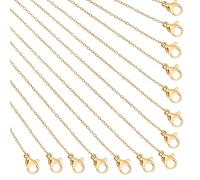 PandaHall PH 20pcs 46cm Chaîne en Acier Inoxydable Doré, Chaine Collier en Métal Chaine pour Pendule Chaine Bijoux avec Fermoir Mousqueton et 3pcs Anneaux pour Pendentif Bague: 3,5 mm