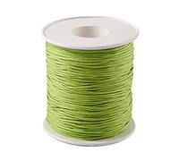 PandaHall Rouleau de cordon en coton tressé ciré pour fabrication de bijoux Vert jaune 91,4 m x 1 mm