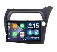 Pandahat 9 Pouces Tactile Android 15 Autoradio pour Honda Civic 2005-2011 | Double Din écran Tactile Radio Avec CarPlay Android Auto Télécommande de Volant Bluetooth GPS USB(RHD,8core(4G+32G))