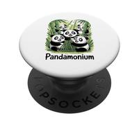 Pandamonium Panda Fun Bambou Famille PopSockets PopGrip Adhésif