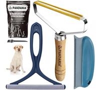 PANDANIA Kit 3 Brosses Anti-Poils - Enlève Poils d’Animaux, Bouloches, Cheveux sur Canapé, Vêtements, Tapis, Sièges Auto - Grattoir Cuivre, Brosse Silicone, Peigne Rasoir Réutilisables