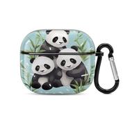 Pandas Coque intégrale antichoc pour écouteurs Bluetooth avec chargement sans fil et porte-clés Cadeau personnalisé pour AirPods 3