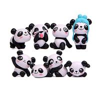 Pandas Figurines,8 PCS Panda Figures Mignon Miniature Panda Mini Figurines Animales Cadeaux pour Filles Miniature Jardin Ornement Jardinage Poupée Gâteau Décoration pour Fête Enfant