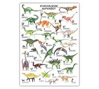Pandawal Images pour chambre d'enfant - Poster de dinosaure - Alphabet - Décoration aquarelle - 50 x 70 cm - Tableau mural (M5)