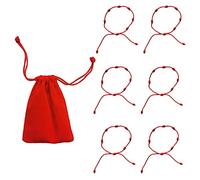 Pandiui23 Bracelet rouge 7 nœuds réglable en fil rouge porte-bonheur unisexe Amulette Fil rouge Bracelet pour couple, taille unique, Corde