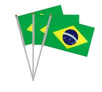 Pandiui23 Lot de 20 drapeaux à manivelle du Brésil, Mini Drapeau Brésil, Vert, 14x21 cm
