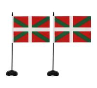 Pandiui23 Pays Basque Lot de 2 Drapeaux de Table Drapeaux de Bureau Pays Basque 21x14cm Mât et Base pour Salle de Conférence et Bureau