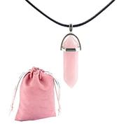 Pandiui23 Pendentif en pierre naturelle, collier de chakra en pierre, pendentif perle de pierres naturelles (Quartz rose)