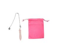 Pandiui23 Pendule de divination égyptienne THOT/pendule de radiesthésie avec témoin et chaîne - magnétiseur, sagesse, clairvoyance, ésotérisme (quartz rose)