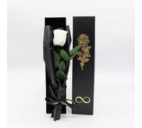 Pandiui23 Rose éternelle préservée, rose naturelle préservée, rose blanche, cadeau Saint Valentin, fête des mères, Noël, rose blanche classique, traditionnelle