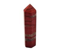 Pandiui23 Tour en pierre jaspe rouge, baguette de verre, jaspe rouge naturel colonne en verre hexagonal, baguettes en cristal de roche, baguettes de jaspe rouge, tour (jaspe rouge, 7-8 cm)