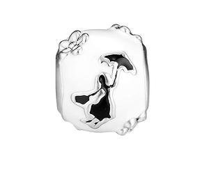 PANDOCCI 2018 Hiver Mary Poppins Blanc et Noir émail Perle Argent 925 Bricolage Convient pour Bracelets d'origine Pandora Charme Bijoux de Mode