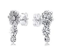 PANDOCCI 2020 Printemps Fleur de Marguerite étincelante Trio Boucles d'oreilles pour Femmes 925 Argent Bricolage Convient pour Les Bracelets Pandora Originaux Charme Bijoux de Mode