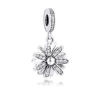 PANDOCCI 2020 Printemps pétillant Marguerite Fleur Perle 925 Argent DIY Convient pour Original Pandora Bracelets Charme Bijoux De Mode, Argent sterling, Argent sterling