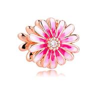 PANDOCCI 2020 Printemps Rose Fleur de Marguerite émail Perle 925 Argent Bricolage Convient pour Les Bracelets Pandora Originaux Charme Bijoux de Mode