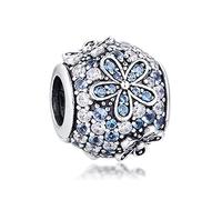 PANDOCCI 2020 Printemps Sarcelle pavé Fleur de Marguerite Perle 925 Argent Bricolage Convient pour Les Bracelets Pandora Originaux Charme Bijoux de Mode