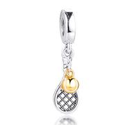 PANDOCCI 2020 Raquette de Tennis d'été et Balle balancent 925 Argent Bricolage Convient aux Bracelets Pandora Originaux Bijoux de Mode de Charme
