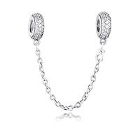 PANDOCCI Compatible avec bracelets et colliers Pandora Inspiration Chaîne de sécurité en argent sterling 925 avec zircons transparents