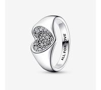 Pandora 192491C01 Anneau de sceau Femme Cœur rayonnant Pavé Argent Sterling Gr. 52