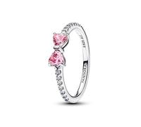 PANDORA 193510C01 Bague en argent pour femme avec nœud rose scintillant, 58/18,5, Argent sterling, Zircone cubique
