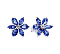 Pandora 292407C01 Boucles d'oreilles Boucles d'oreilles Bleu étincelant Herbier cluster Argent