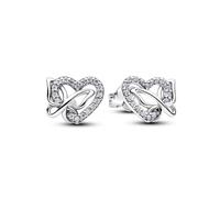 Pandora Boucles d'oreilles 294476C01 Cœur et papillon entrelacés Argent 925 Zircons ajourés Femme
