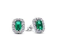 Pandora Boucles d'oreilles Halo – Argent sterling 925, cristal vert et zircone cubique – 294501C01