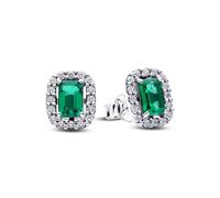 Pandora Boucles d'oreilles Halo – Argent sterling 925, cristal vert et zircone cubique – 294501C01