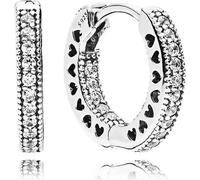 Pandora 296317CZ Créoles Boucles d'oreilles Femmes Pavé-Cœur Créoles Argent Sterling