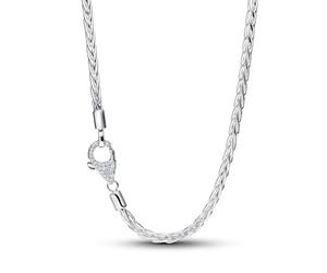 PANDORA 394463C01-45 Collier avec fermoir pavé en forme de queue de renard en argent sterling 925 avec oxyde de zirconium pour femme compatible avec les breloques Moments Charms, longueur 45 cm