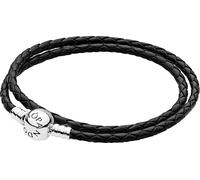 Pandora 590745CBK-D Bracelet en cuir Moments Deux fois enroulé Argent 38 cm