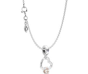 Pandora 75252 Collier en argent 925 avec pendentif en forme de cœur élégant pour femme à la mode, 45 cm, cristal, Pas de gemme