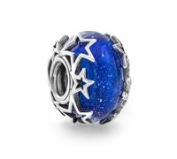 Pandora Charm Moments Galaxie en argent sterling avec verre de Murano bleu scintillant