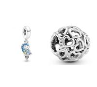 Pandora 791679C01 Pendentif en forme de perroquet de paradis & Perle ajourée 790964 Argent Femme Ouvrez votre cœur